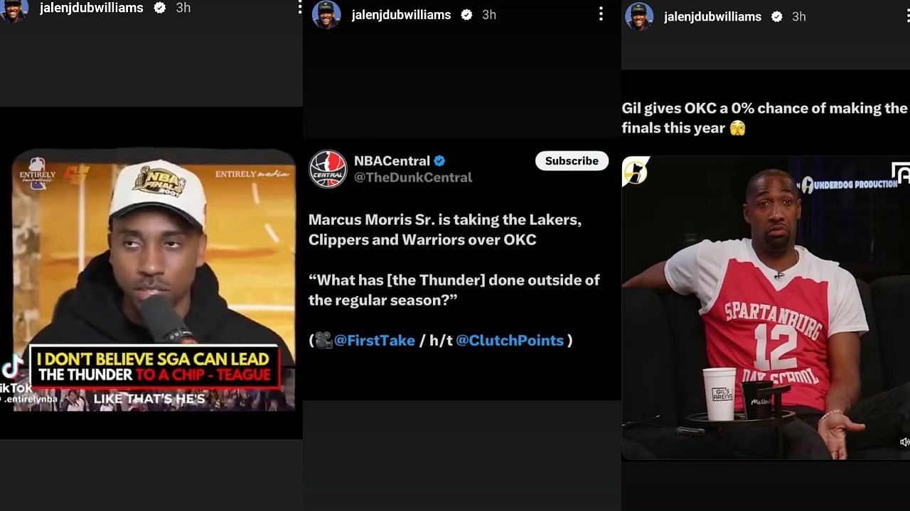Jalen Williams takes a jab at his team's critics. (Credits: @jalenjdubwilliams/Instagram)